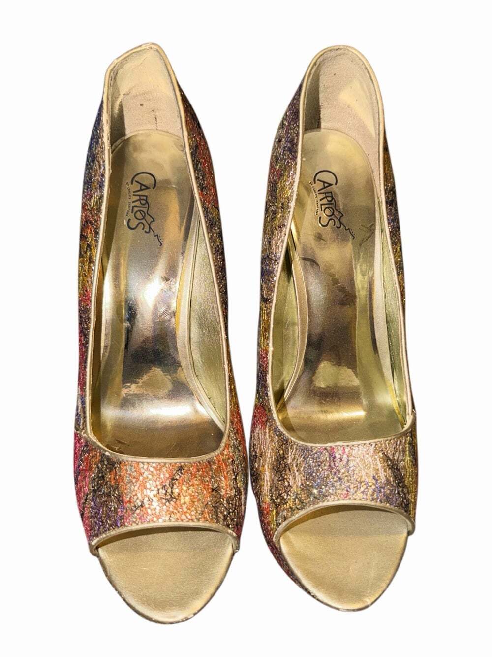 Carlos by Carlos Santana "Sexy" Peep Toe Stiletto Glittery Colorful High Heels